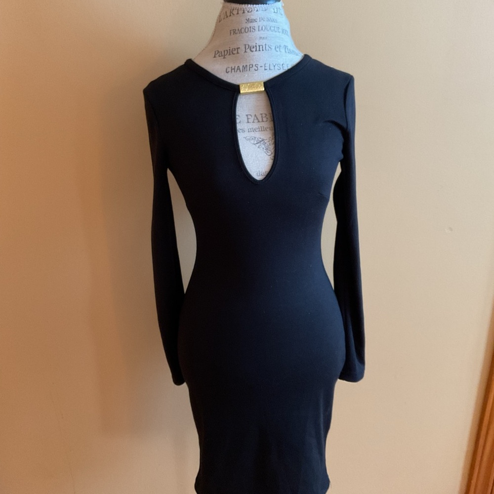 Miusol Black Long Sleeve Cut-Out Dress